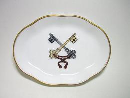リチャードジノリ・ジュビレオコレクション　12cm楕円小皿教皇紋章・鍵 10%Off